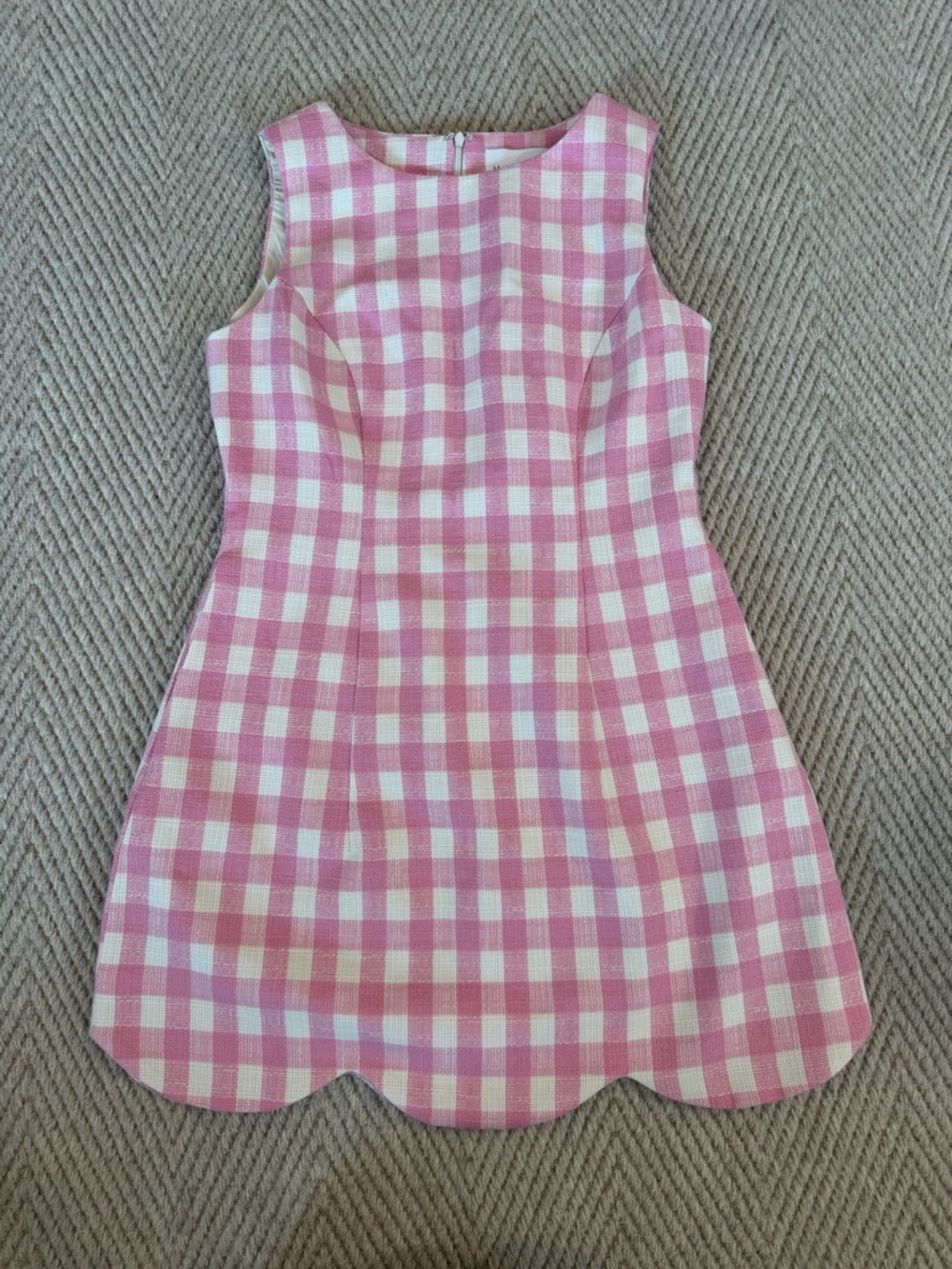Mabel Pink And White Gingham Scallop-Hem Mini Dress View 2